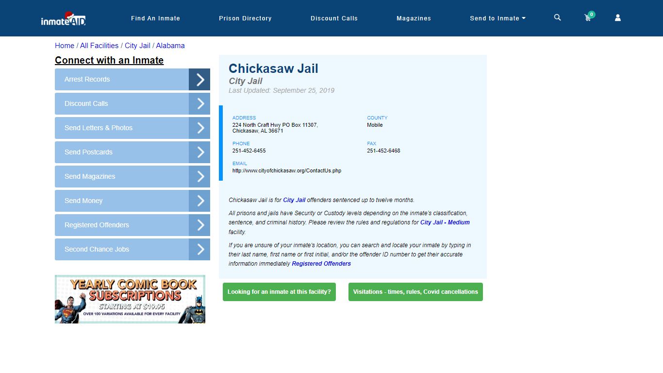 Chickasaw Jail | Inmate Locator